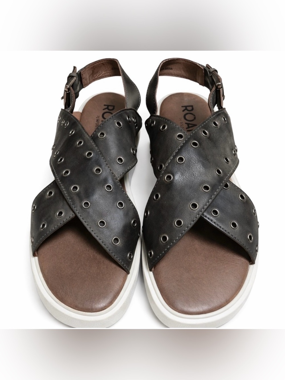 Bed Stu Roan Hali Platform Sandals Leather Slingback, Bosco Grey, Women’s Size 8